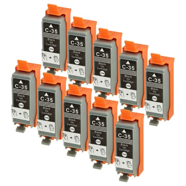 10x Cartucho de Tinta Compatível Canon PGI-35BK - Preto 10 ml vhbw
