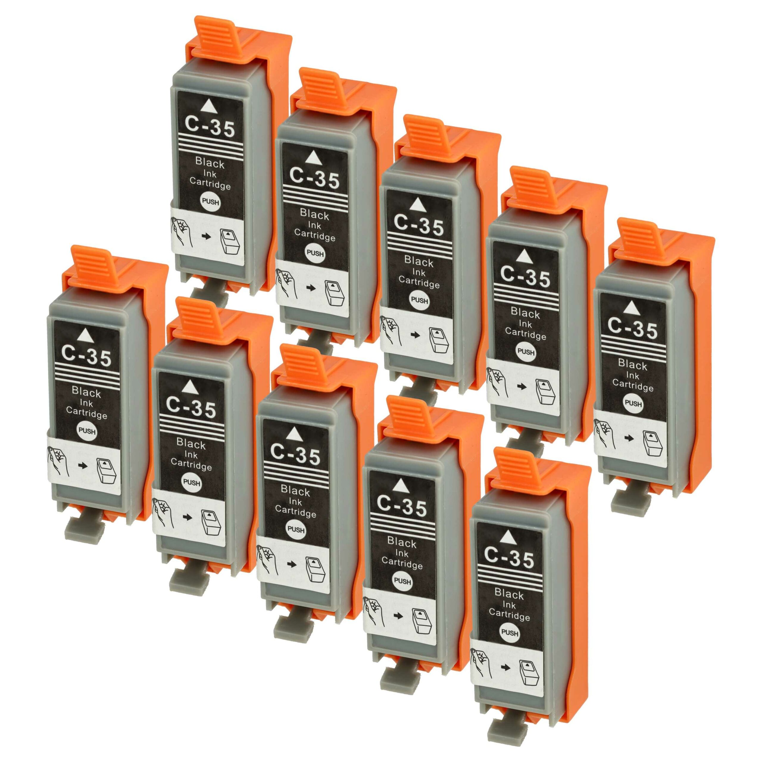 10x Cartucho de Tinta Compatível Canon PGI-35BK - Preto 10 ml vhbw