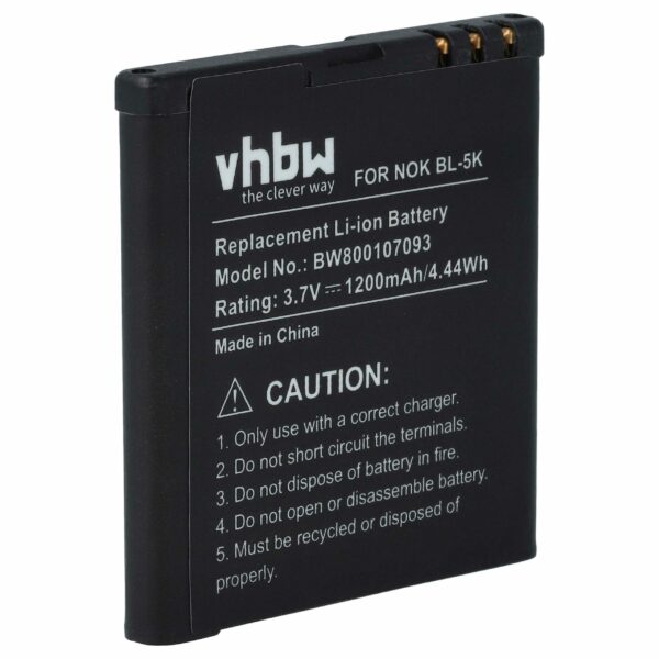 Bateria vhbw para Nokia BL-5K - 1200 mAh 3.7 V Li-Ion