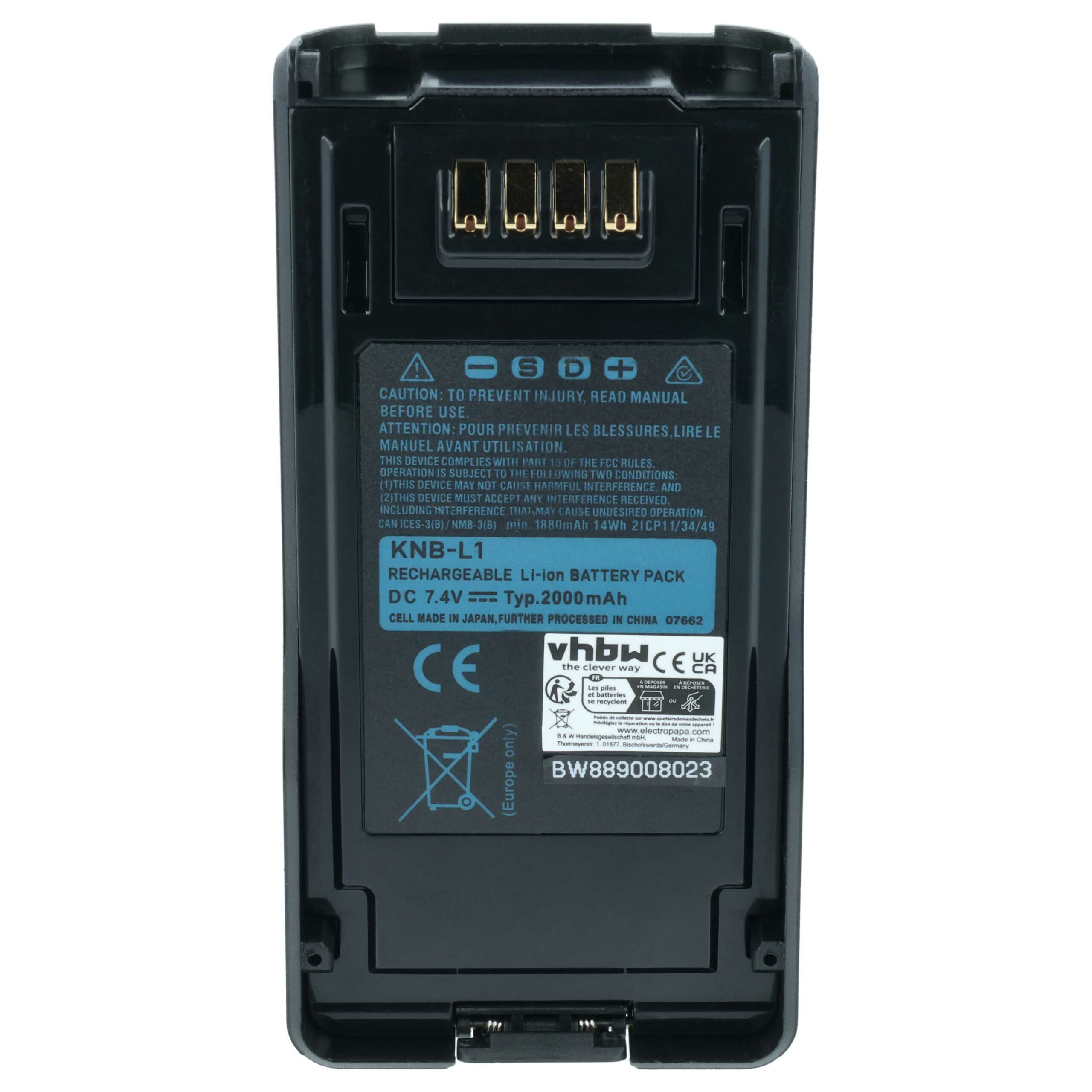 2x Baterias vhbw 2000 mAh 7.4 V para Rádios Kenwood NX-5000, NX-5200, TK-5230 - Image 3