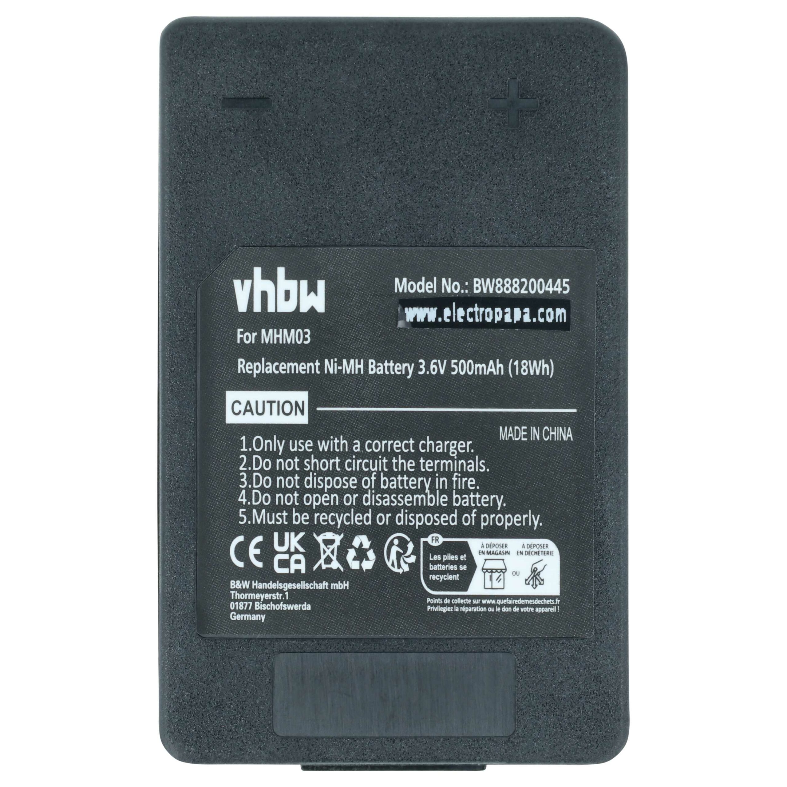 Jogo de 5 Baterias de Substituição vhbw para Autec MHM03, LPM01LI, LPM01, R0BATT00E10A0 - 500 mAh - Image 3