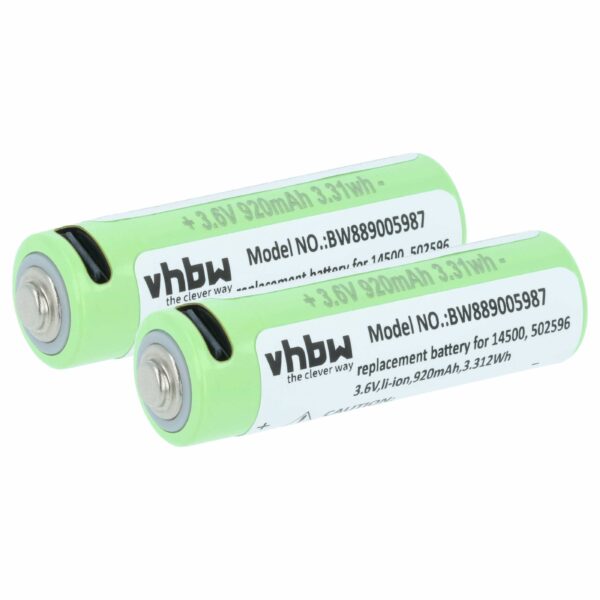 Bateria vhbw 14500 compatível com Ledlenser - 0.92 Ah 3.6 V Li-Ion (pack com 2)