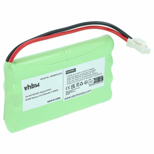 Bateria para Operador de Portão Deslizante vhbw - Substitui Polargos S1512 - 800 mAh 9.6 V NiMH