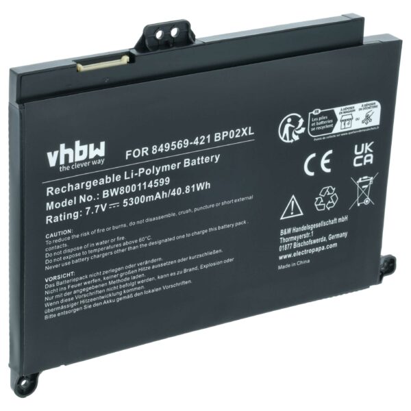 Bateria para Portátil HP vhbw 5300 mAh 7.7V - Compatível com 849569-421, 849569-541
