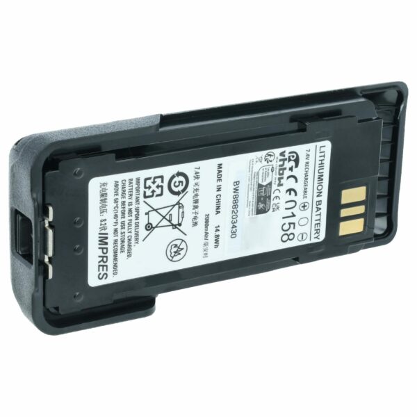 Bateria de Substituição para Rádio Motorola NNTN8359A, NNTN8359, NNTN8359C - 2000 mAh 7.4 V Li-Ion com Clip de Cinto