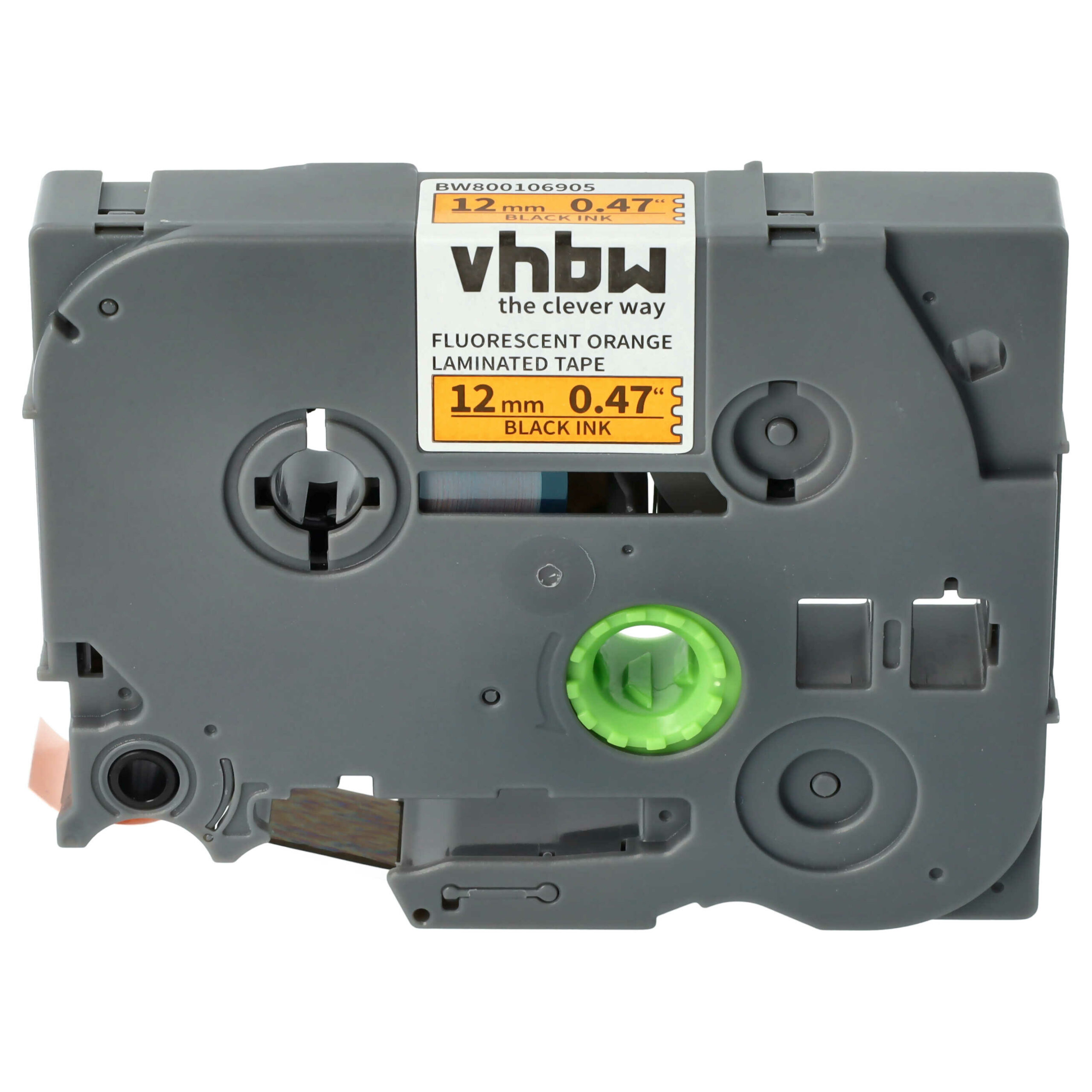 Fita de Etiquetas Compatível Brother TZ-B31, TZE-B31 - 12 mm Preto para Laranja Neon