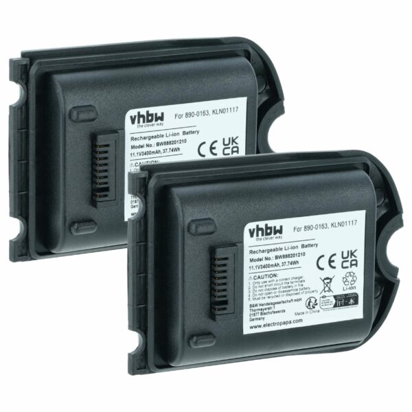 Bateria vhbw 2x compatível Spectra Precision 990652-004756, 890-0163-XXQ - 3400 mAh 11.1 V Li-Ion