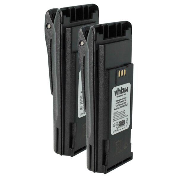 Bateria 2x para Rádio Motorola NNTN4497, NNTN4496, NNTN4496AR, MNN4254AR - 2500 mAh 7.2 V NiMH + Clipe