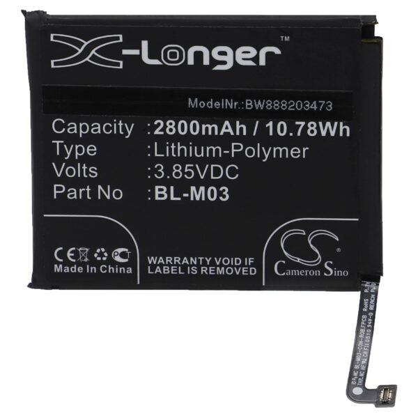 Bateria de telemóvel vhbw substitui LG BL-M03 2800 mAh 3.85 V Li-polymer