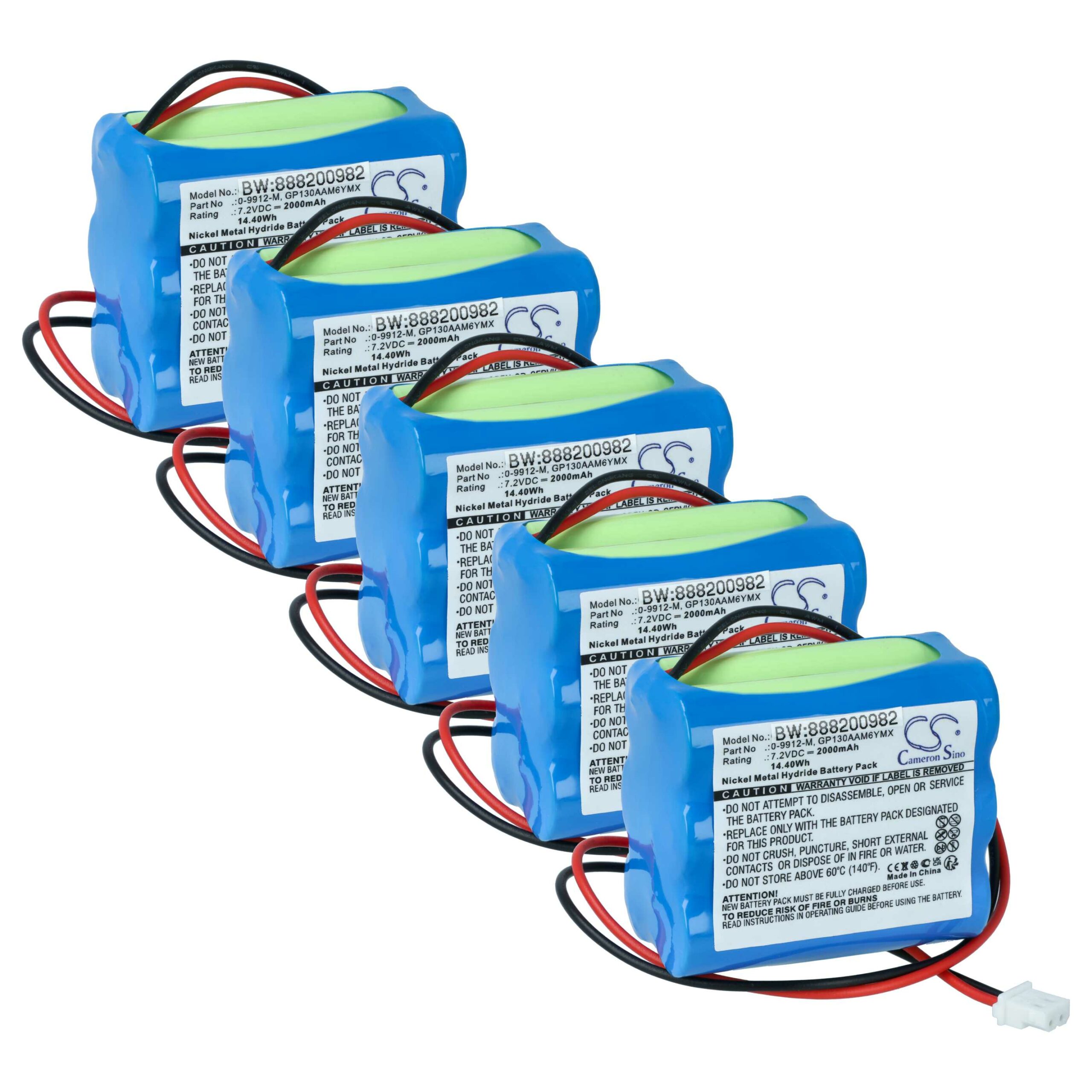 Bateria de Alarme vhbw 7.2V 2000mAh NiMH - Compatível com Visonic, SecureLink, BT (Pack 5x)