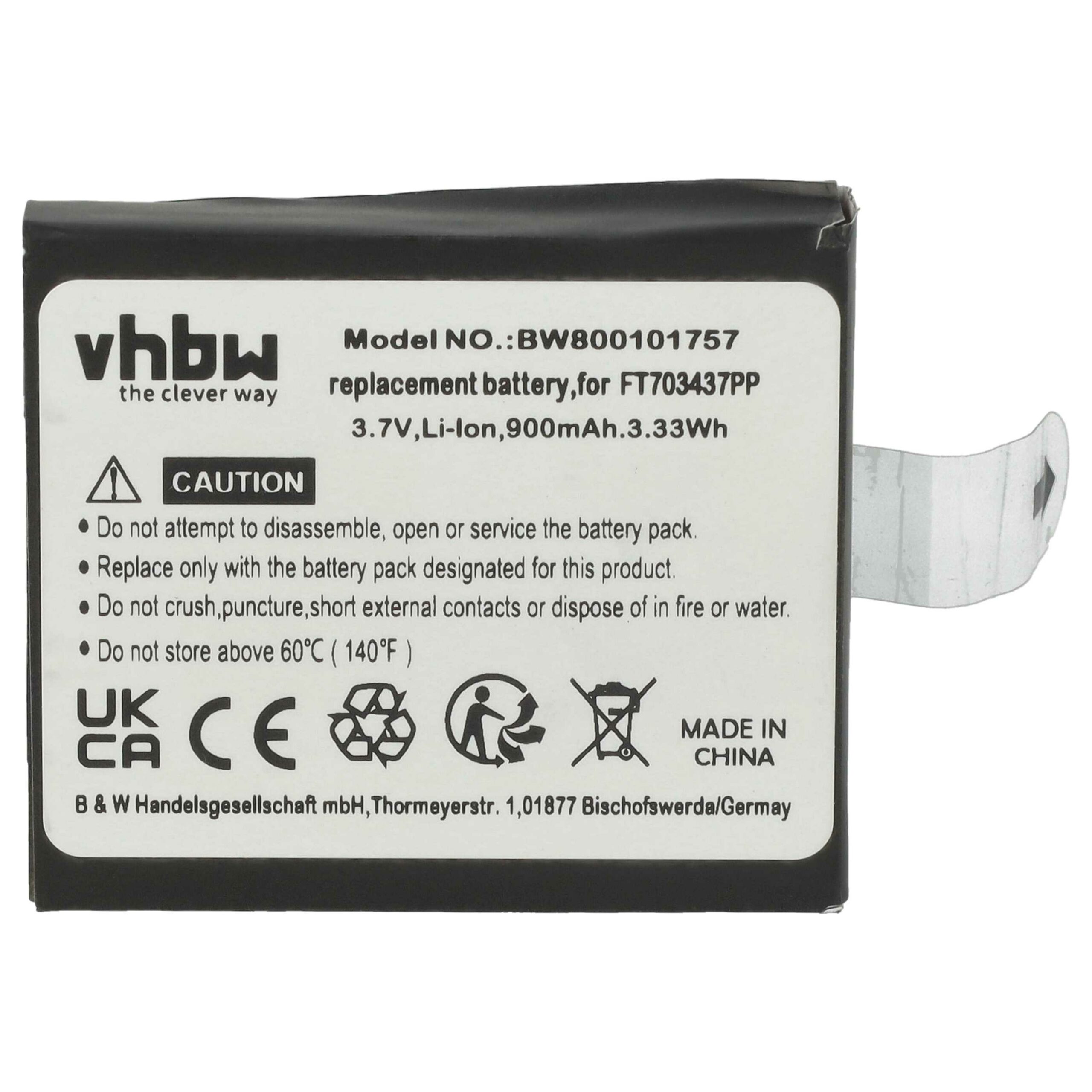 Bateria vhbw para Rato Wireless Razer RZ03-00120100-0000 - 900 mAh 3.7 V Li-Ion - Image 3