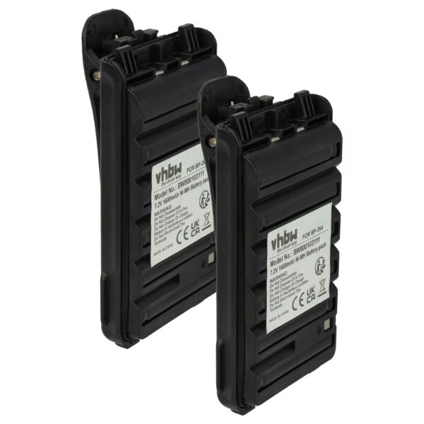 Bateria vhbw 2x para Rádio Icom BP-264 - 1600 mAh 7.2 V NiMH + Clip
