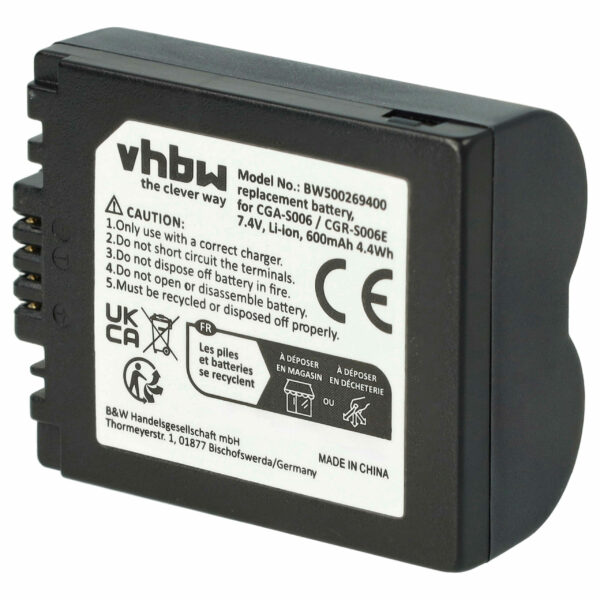 Bateria vhbw compatível com Leica BP-DC5 - 600mAh, 7.2V, Li-Ion