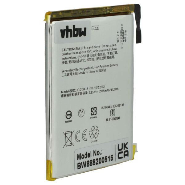 Bateria vhbw para Google Pixel - 2900 mAh 3.85 V Li-polymer (Substitui 823-00073-01, G013A-B)