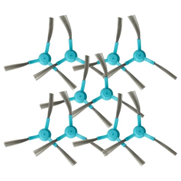 10x Escovas Laterais para Aspirador Robot Proscenic M6 Pro - 3 Braços, Preto e Azul Claro