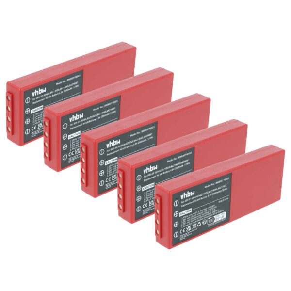 5x Bateria de Substituição vhbw para Telecomando HBC BA210040 (FuB 10AA) - 2000 mAh