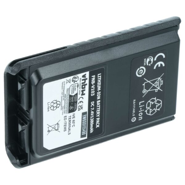 Bateria de Rádio vhbw para Yaesu Vertex FNB-V103, FNB-V104 1380 mAh 7.4 V Li-Ion