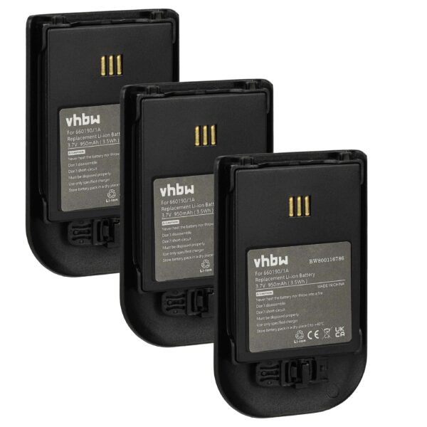 Bateria de substituição vhbw para Alcatel 3BN78404AA - Telefone fixo Ericsson - 930 mAh 3.7 V Li-Ion (Pack 3x)