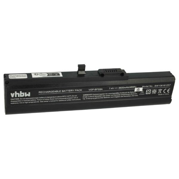 Bateria para Portátil Sony VGP-BPS5, VGP-BPL5, VGP-BPL5A, VGP-BPS5A - 6600 mAh 7.4 V Li-Ion Preta
