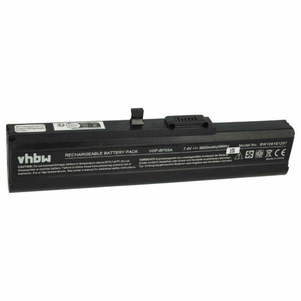 Bateria para Portátil Sony VGP-BPS5, VGP-BPL5, VGP-BPL5A, VGP-BPS5A - 6600 mAh 7.4 V Li-Ion Preta
