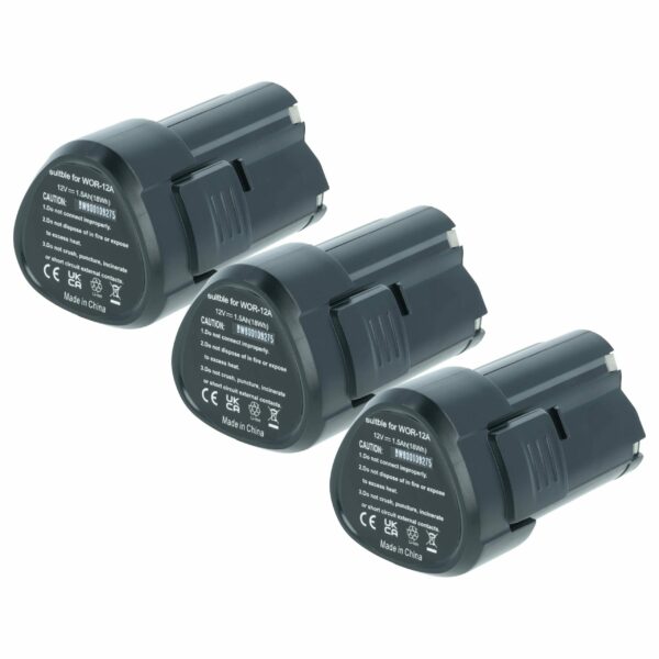 3 Baterias Compatíveis Rockwell KRGRT-PN-7734031 para Ferramentas Elétricas - 1500 mAh, 12 V, Li-Ion