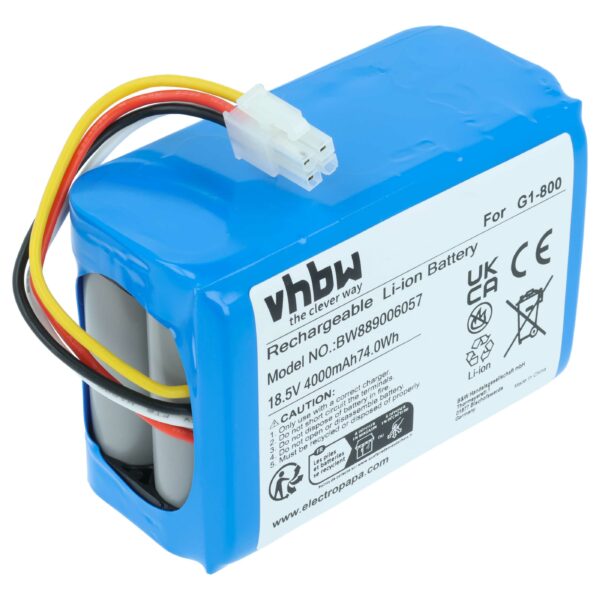 Bateria vhbw 4000 mAh 18.5V Li-Ion para Cortadores de Relva Ecovacs
