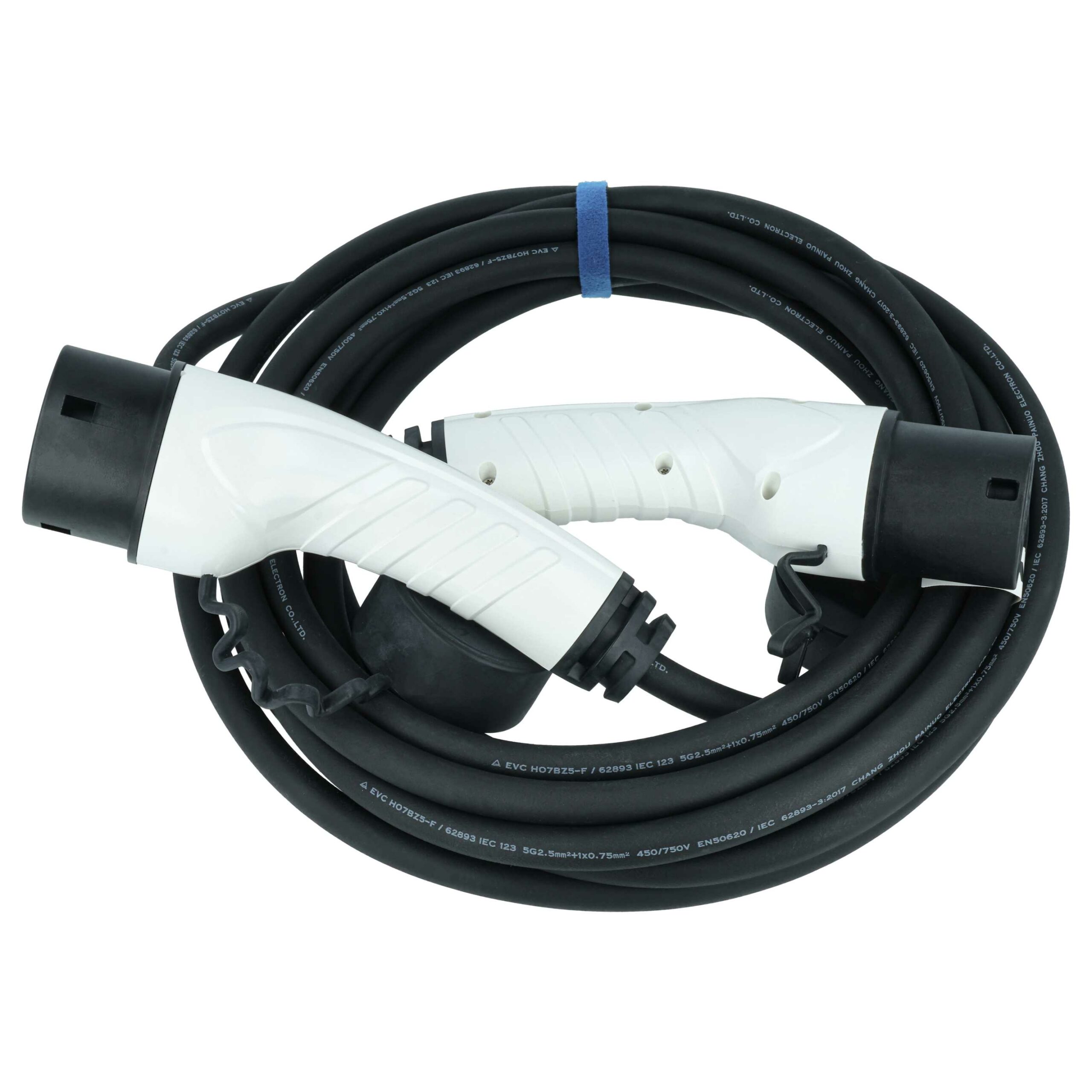 Cabo de Carregamento para Carro Elétrico vhbw - Tipo 2 para Tipo 2, Trifásico, 16 A, 11 kW, 7 m