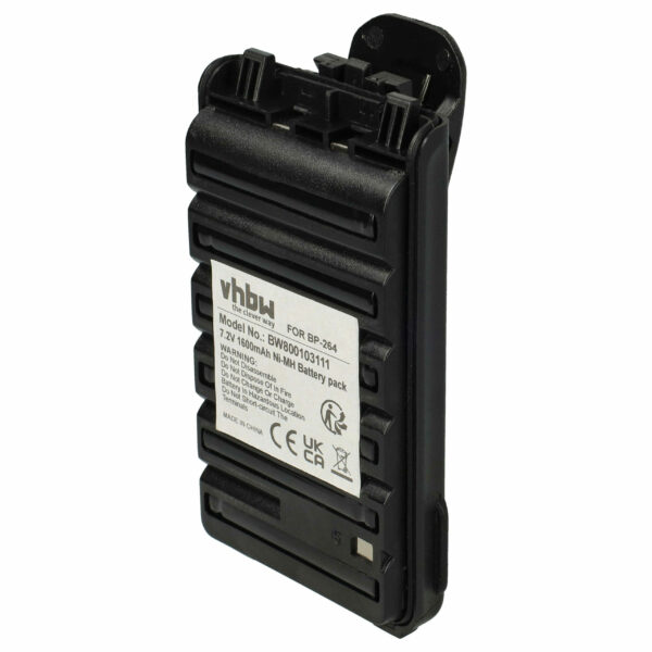 Bateria vhbw para Rádios Icom BP-264 - 1600 mAh 7.2V NiMH com Clip de Cinto