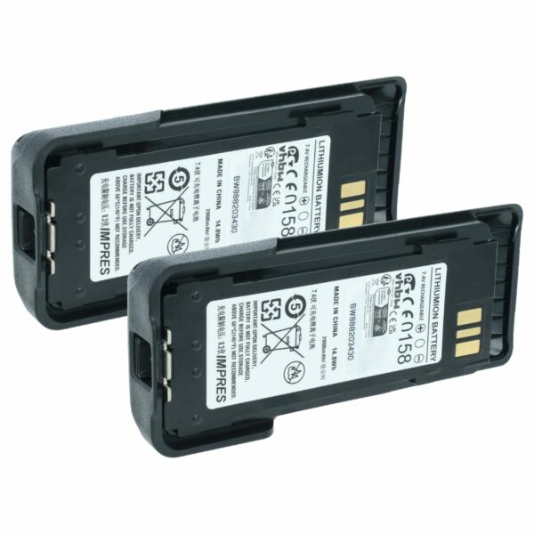 Bateria vhbw 2x para Rádio Motorola NNTN8359A - 2000 mAh 7.4 V Li-Ion com Clip