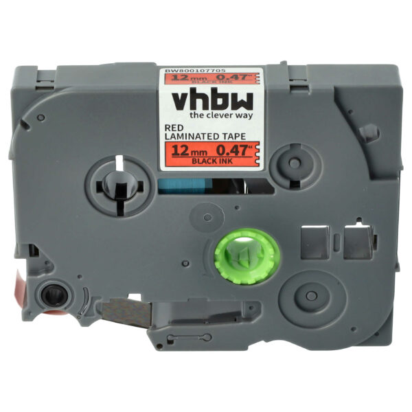 Fita de Etiquetas vhbw compatível com Brother TZE-431, TZ-431 - 12 mm Preto sobre Vermelho