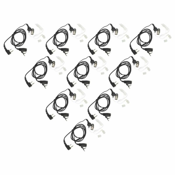 Pack 10x Auricular de Segurança com Botão de Resposta, Clipe e Cabo Phono - vhbw