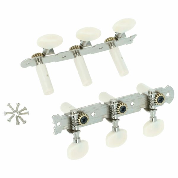 Tarraxa de Guitarra Clássica 3R3L - Pino de 10 mm - Prata/Marfim vhbw