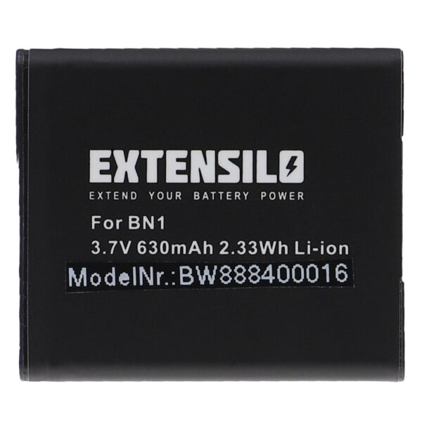 Bateria EXTENSILO compatível Sony NP-BN1 - 630mAh, 3.7V, Li-Ion
