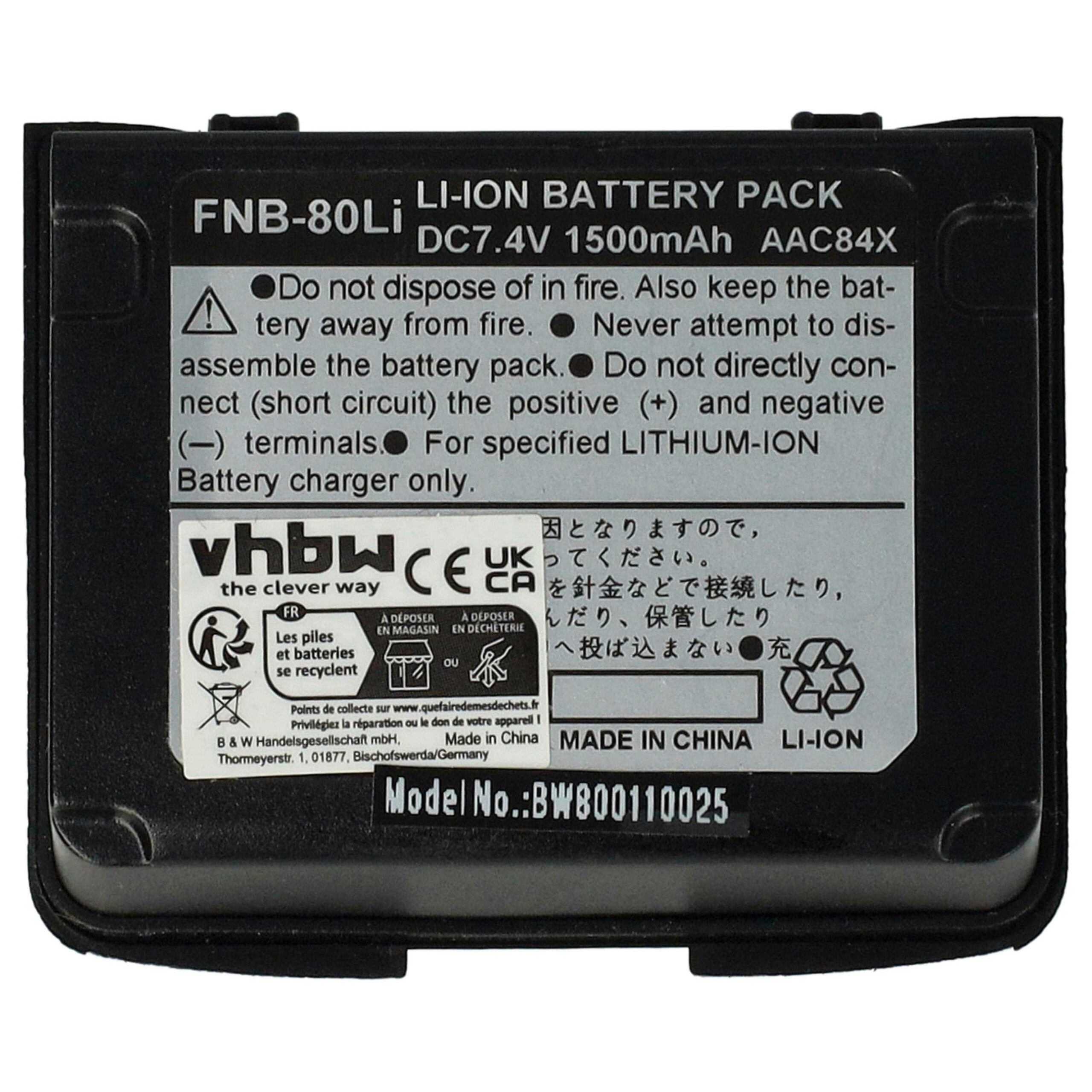 Bateria vhbw 2x para rádio Vertex Yaesu FNB-V80li, FNB-80Li 1500 mAh 7.4 V Li-Ion - Image 3
