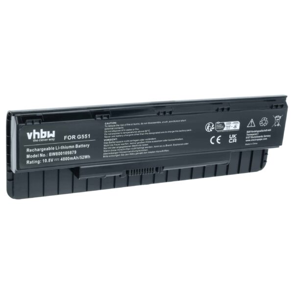 Bateria vhbw para Asus A32-NI405, A32-N1405, A32-LI9H - 4800 mAh 10.8 V Li-Ion