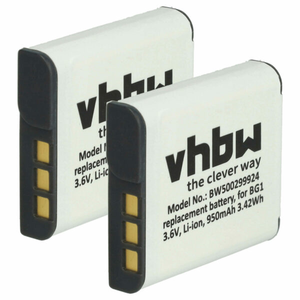 2x Bateria vhbw compatível Sony NP-FG1, NP-BG1 - 950mAh, 3.6V, Li-Ion