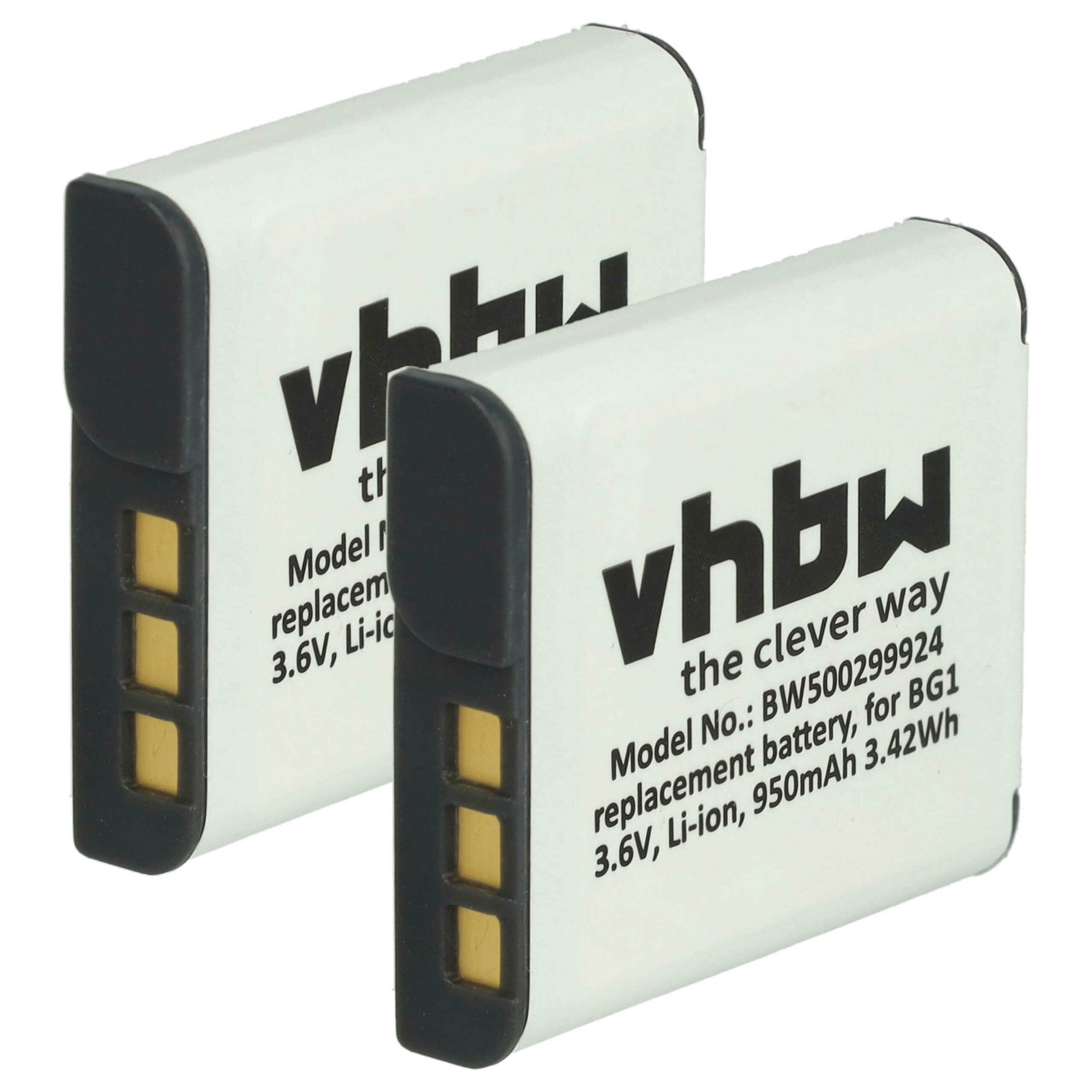2x Bateria vhbw compatível Sony NP-FG1, NP-BG1 - 950mAh, 3.6V, Li-Ion