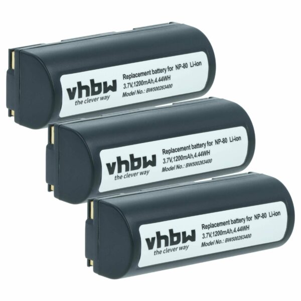Pack de 3 Baterias vhbw Compatíveis com Epson EU95 - 1200mAh, 3.7V, Li-Ion
