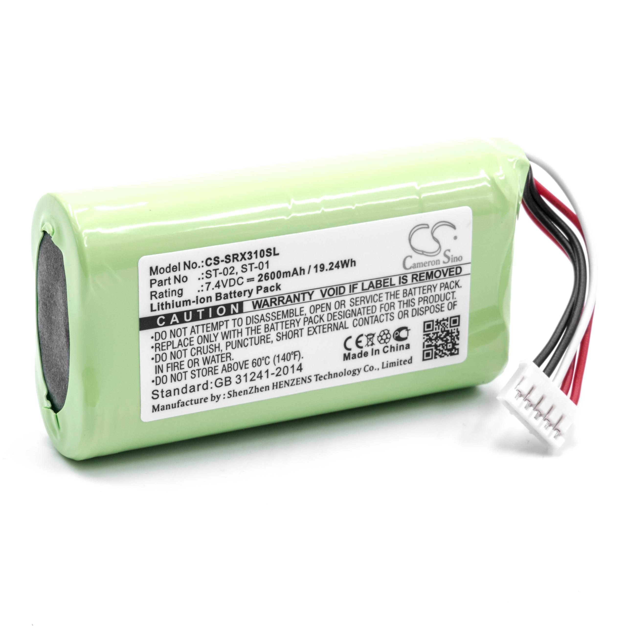 Bateria de substituição vhbw para altifalantes Sony SRS-X3, SRS-XB20, SRS-XB2 - Li-Ion 2600 mAh