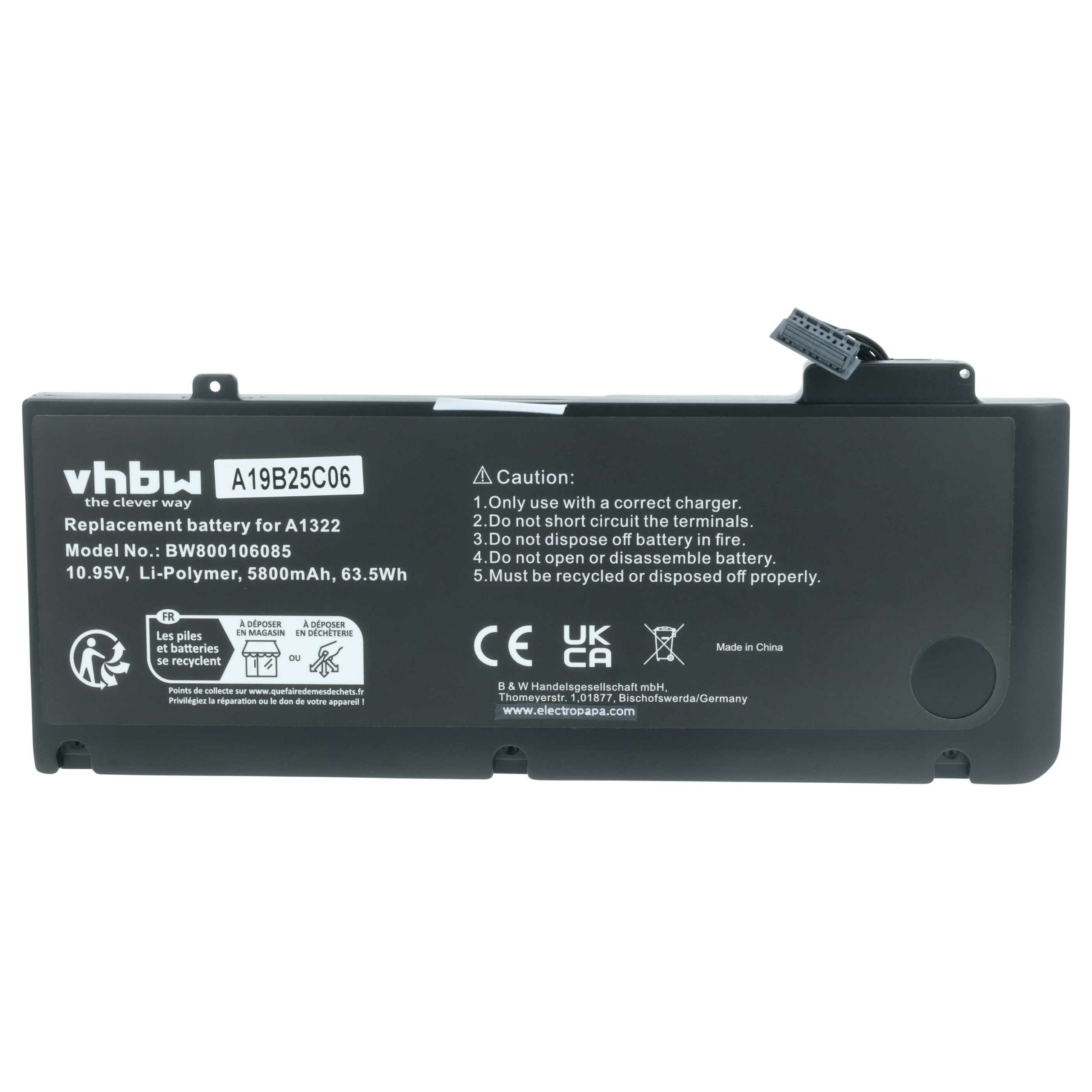 Bateria vhbw para Apple MacBook - 5800 mAh 10.95 V Li-polymer - Image 3