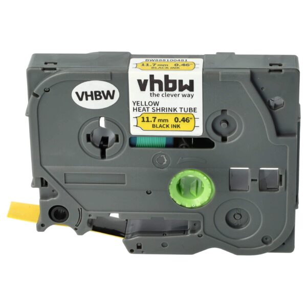 Fita termo retrátil vhbw para Brother HS-631 / HSe-631 - 11.7 mm, Preto sobre Amarelo