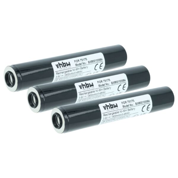 Bateria vhbw para lanterna Pelican Streamlight 75175, 75375 1800 mAh 3.6 V NiMH (3 unidades)