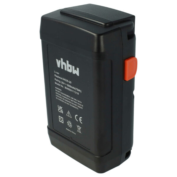Bateria vhbw para corta-relvas Gardena 8838, 8838-20, 4025 - 3000 mAh 25 V Li-Ion