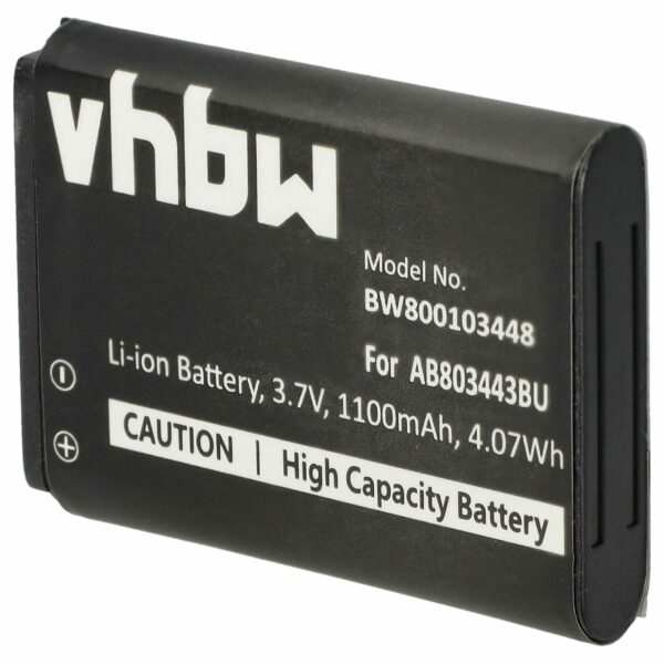 Bateria vhbw para Samsung AB803443BU - 1100 mAh 3.7 V Li-Ion