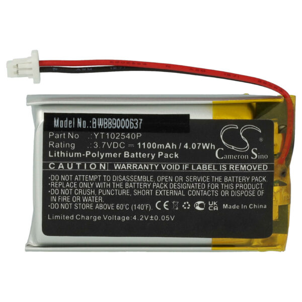 Bateria para Auscultadores Sena YT102540P - 1100 mAh 3.7 V Li-polímero vhbw