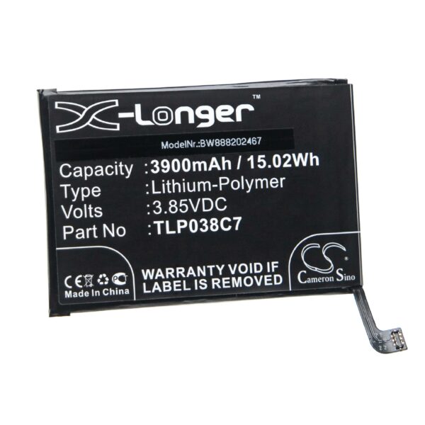 Bateria para Telemóvel Compatível com Alcatel TLP038C7 - 3900 mAh 3.85 V Li-polímero vhbw