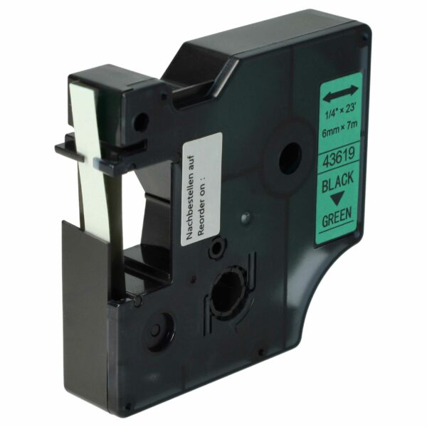 Fita de Etiquetas Dymo 43619 D1 - 6 mm Preto sobre Verde