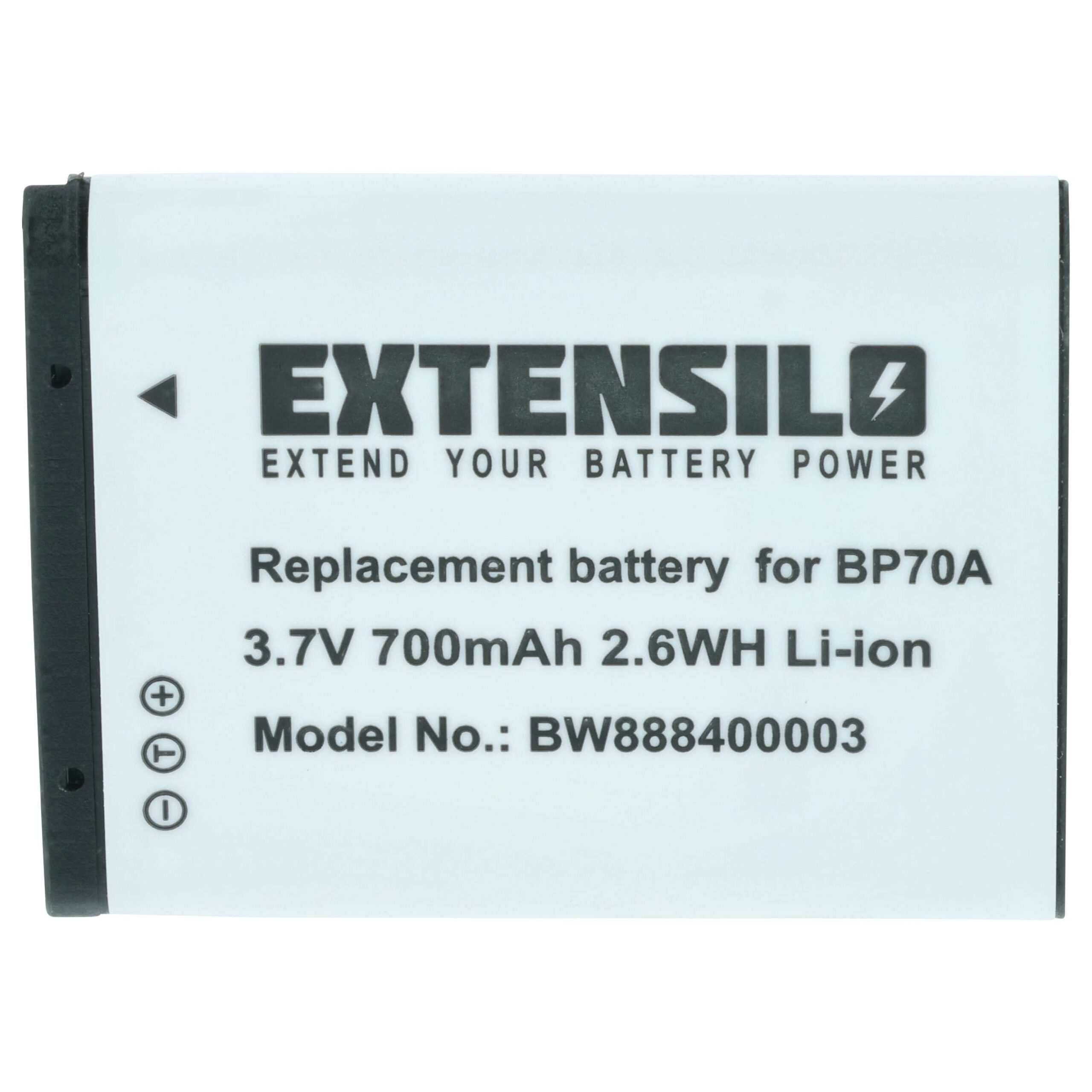 3x Bateria EXTENSILO para Samsung BP-70a, SLB-70A, EA-BP70A - 700mAh, 3.6V, Li-Ion - Image 3