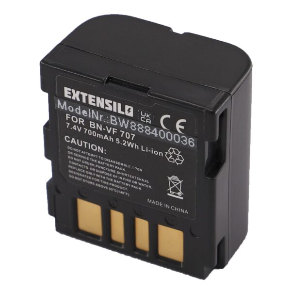 Pack 3x Bateria EXTENSILO para JVC BN-VF707, BN-VF714, BN-VF733 - 700mAh, 7.4V, Li-Ion