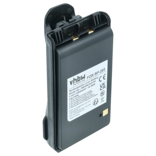 Bateria de rádio vhbw para Icom BP-265, BP-265LI - 2500 mAh 7.4 V Li-Ion com mola de cinto